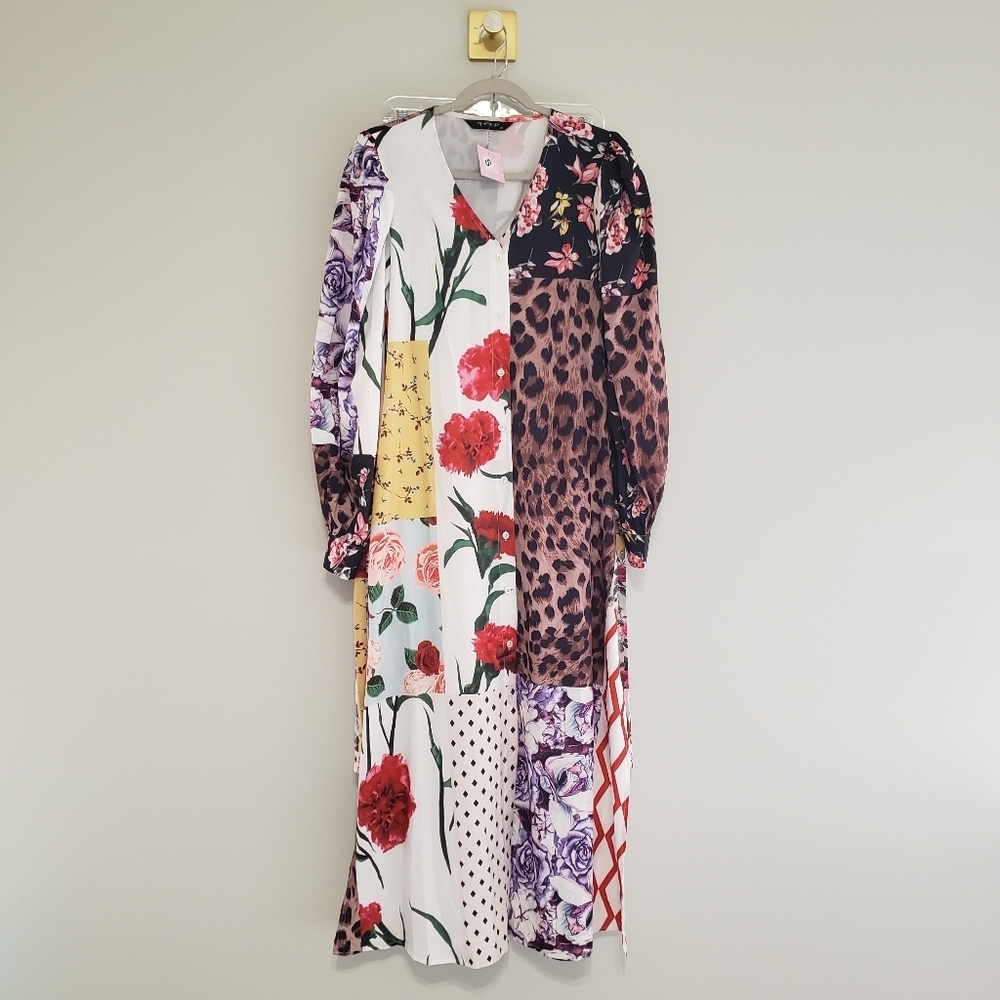 QMP NWT Set Maxi Duster Pants 38/8/Medium Floral Animal Print Wide Leg Bohemian